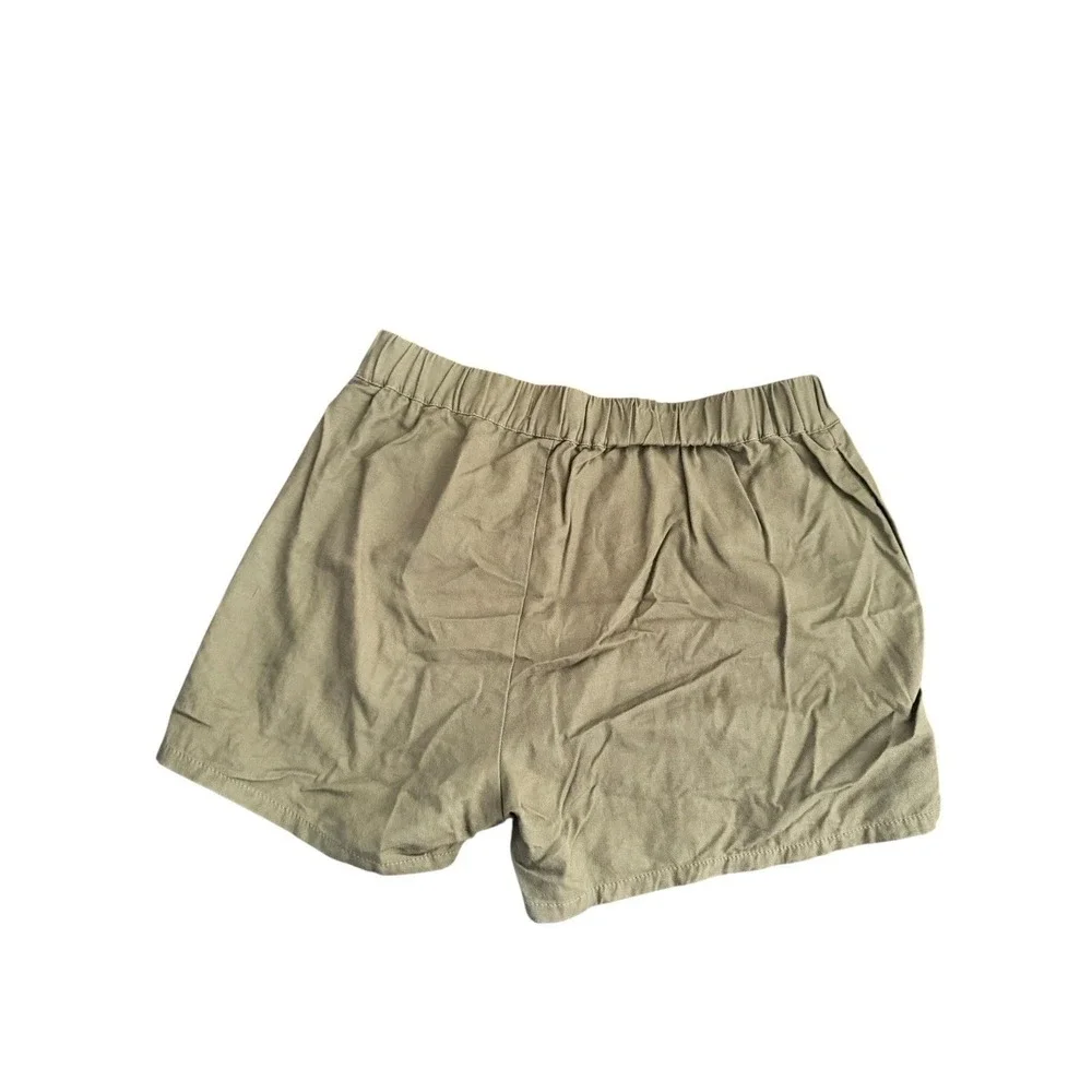 Madewell Women's Green Pull-On Shorts Size Small S | Casual Linen Blend - Picture 3 of 6